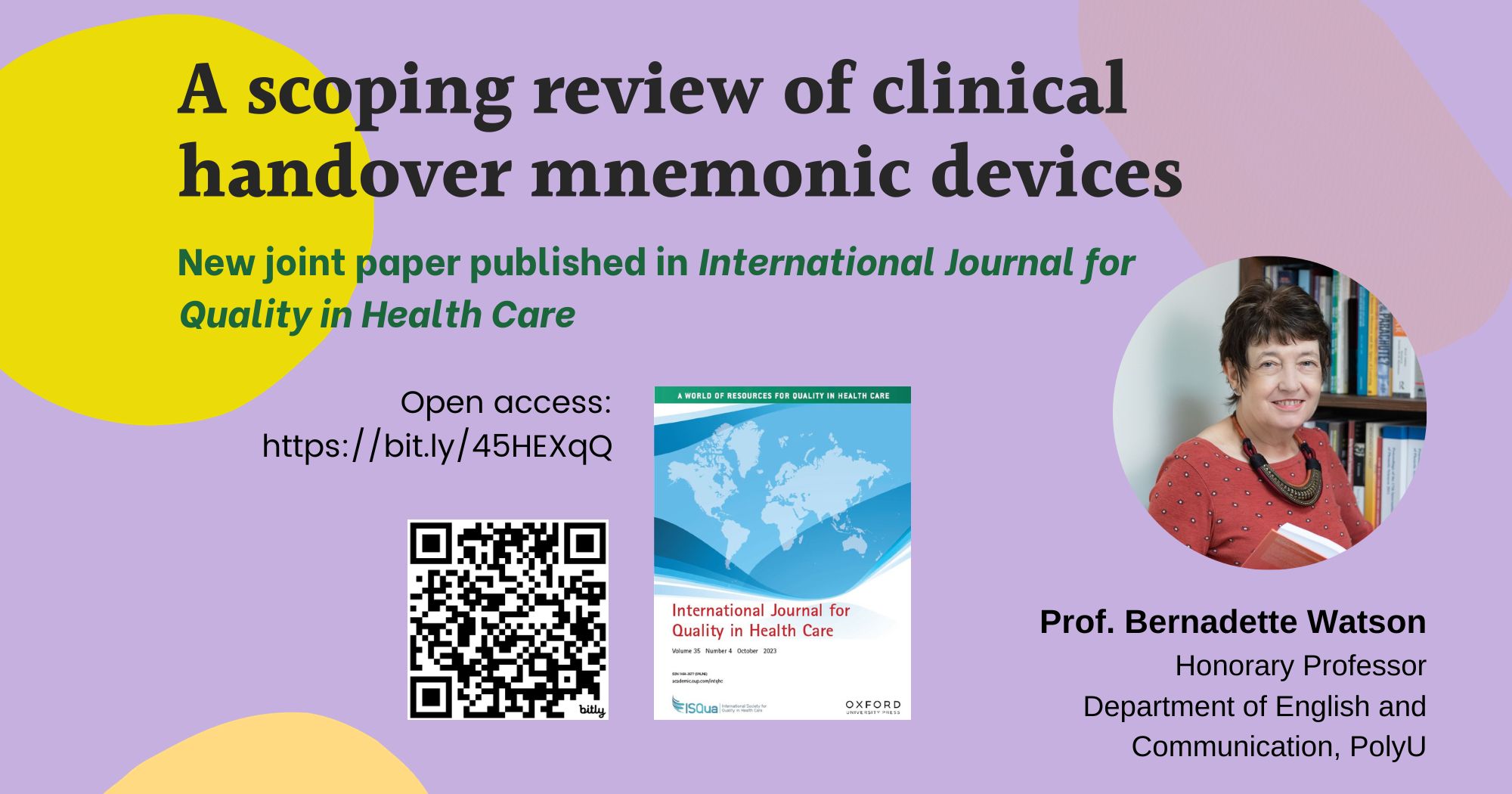 Webpage - Bernadette New joint paper published in International Journal for Quality in Health Care