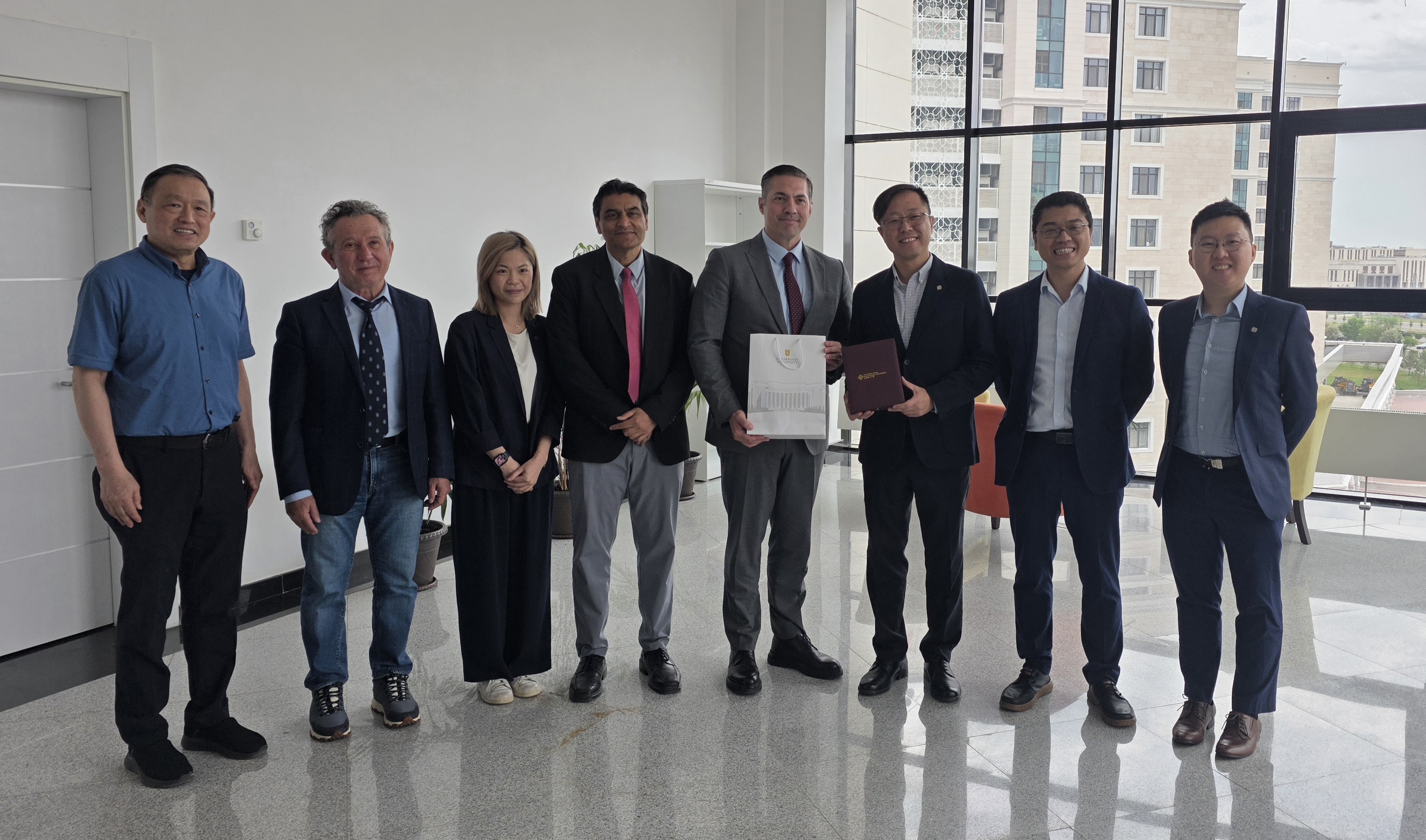 A meeting was held with Prof. Rehan Sadiq, the Provost (4th from left), and his team at Nazarbayev University.