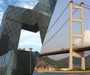 CCTV Tower and Tsing Ma Bridge