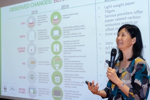 Karen Ho from WWF-Hong Kong speaks at the ceremony