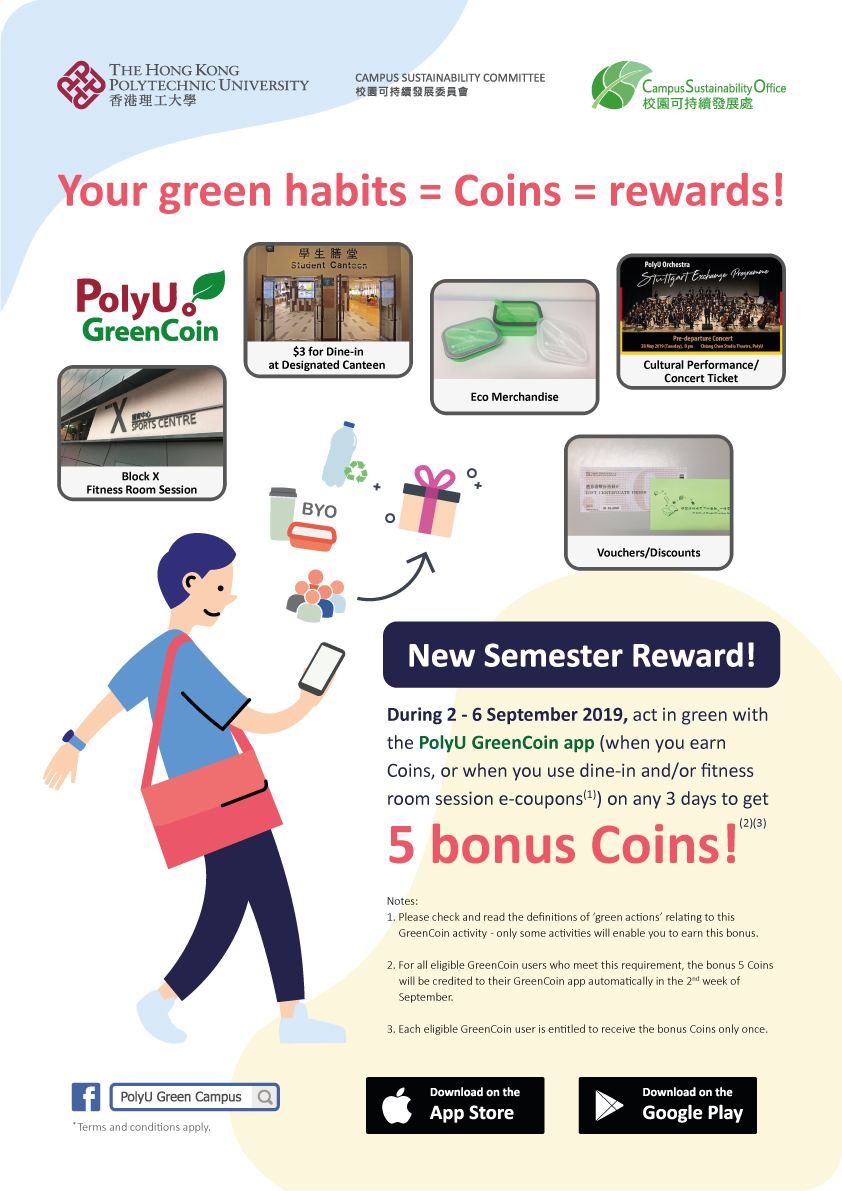 Poster - GreenCoin offers new semester rewards! Chance to earn bonus Coins!