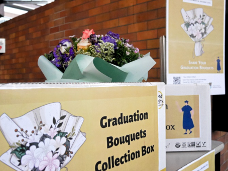Collection boxes on campus to get donated graduation bouquets