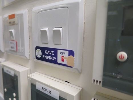 Stickers remind us to switch off lights and appliances