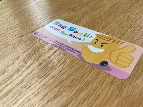 Table stickers remind campus diners to reduce food waste