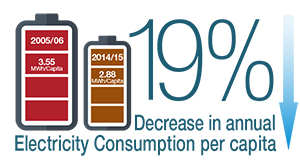 19% Decrease in annual Electricity Consumption per capita
