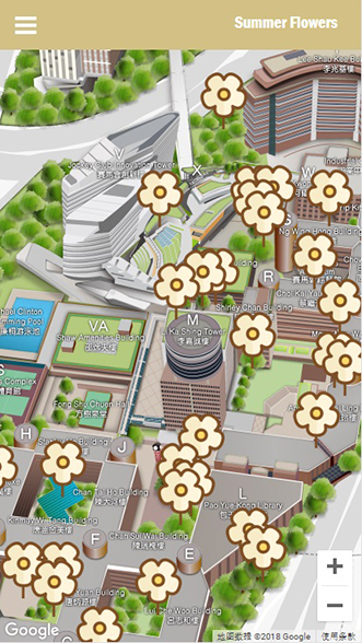 The revamped TreeMap@PolyU provides information on blossoming flowers on campus