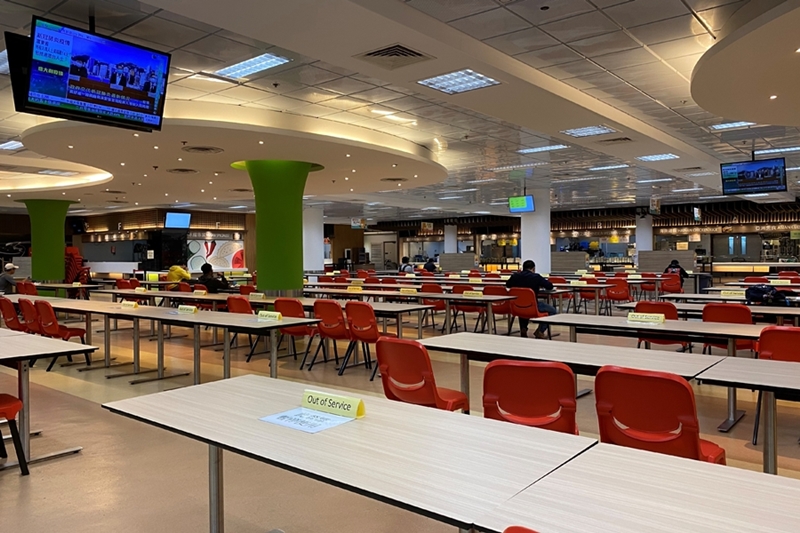 Precautionary measures in canteen to maintain social distancing Precautionary measures in canteen to maintain social distancing