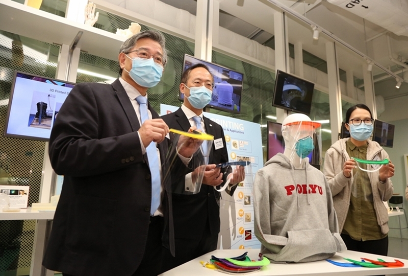 PolyU designs a new 3D-printed face shield to fulfil the imminent needs of medical personnel PolyU designs a new 3D-printed face shield to fulfil the imminent needs of medical personnel