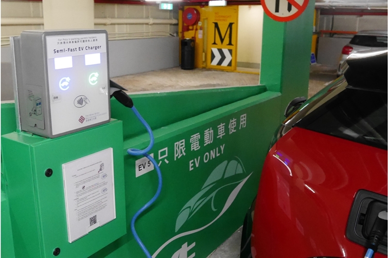 Four more parking spaces with EV charging facilities installed Four more parking spaces with EV charging facilities installed