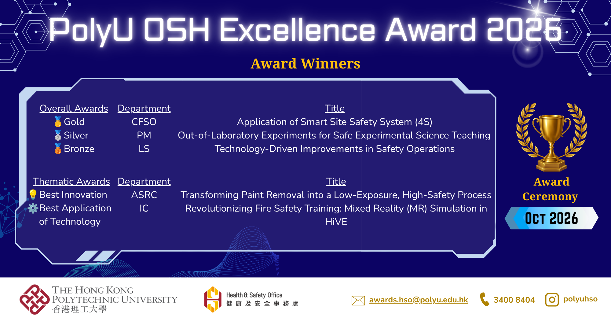OSH Excellence Award Announcement
