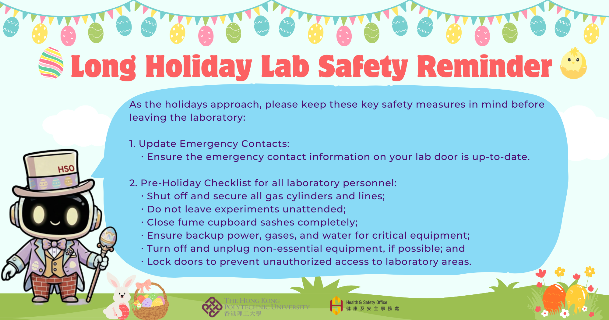 Long Holiday Lab Safety Reminder | Health and Safety Office