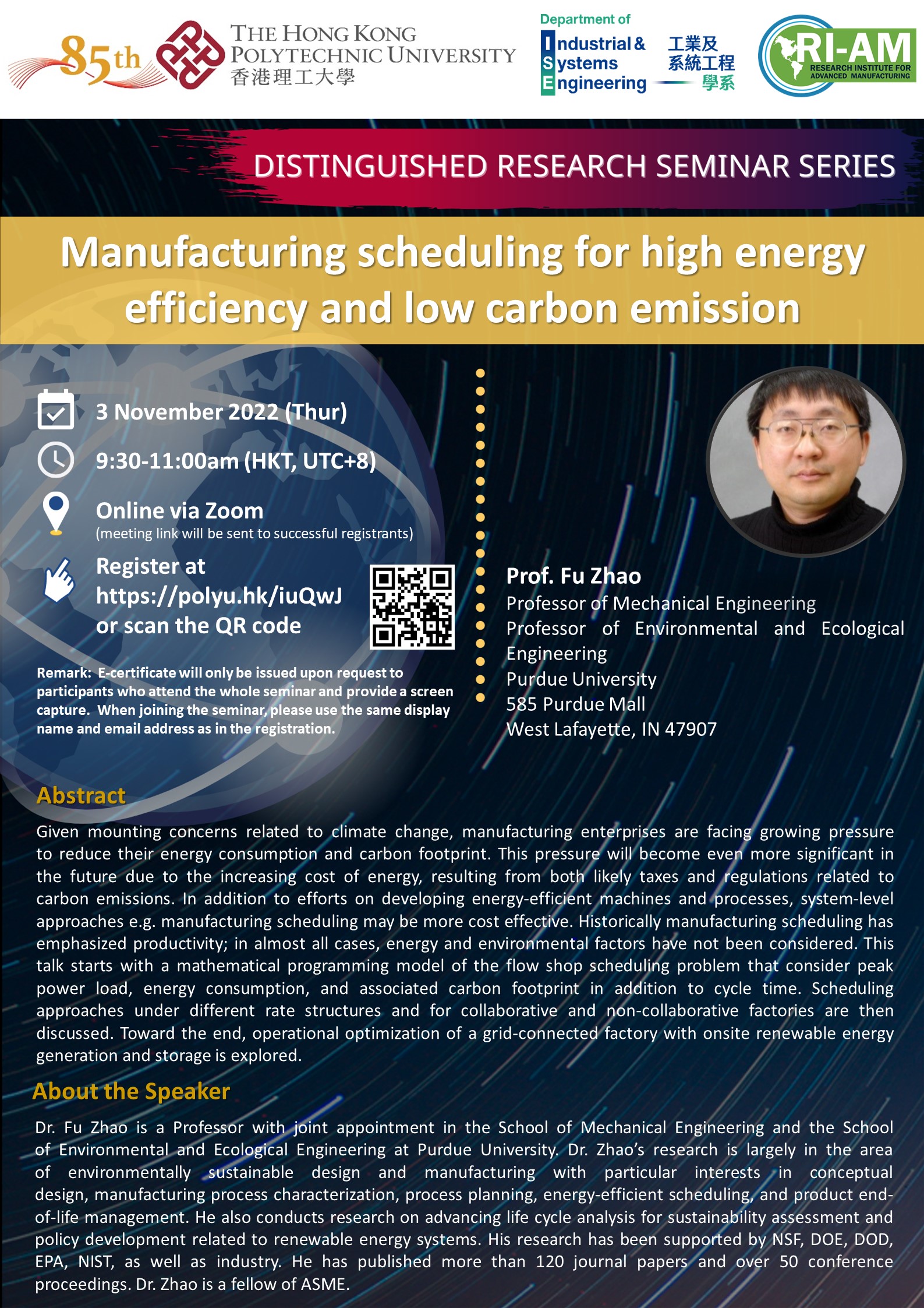 Manufacturing scheduling for high energy efficiency and low carbon ...