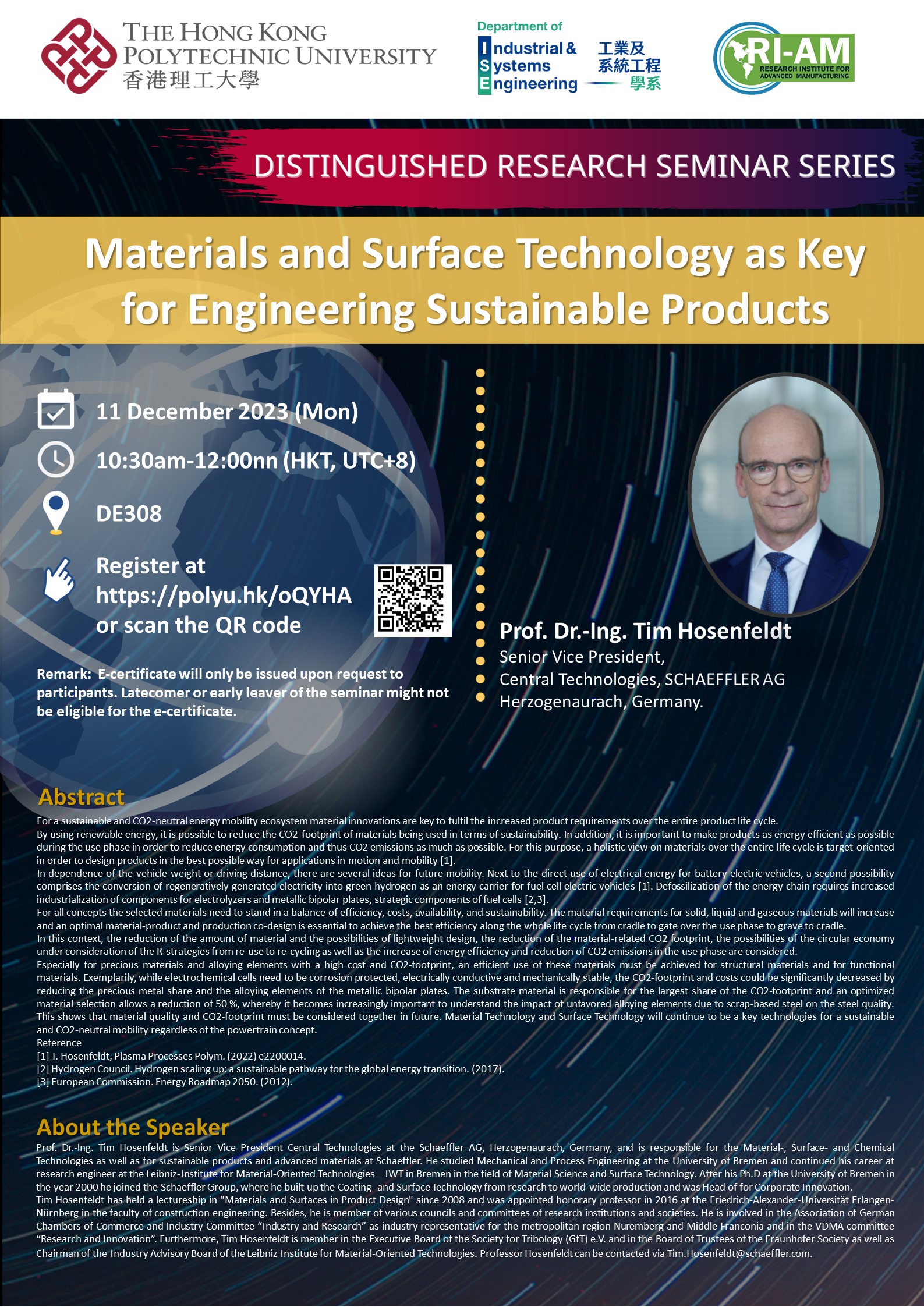 20231211Prof DrIng Tim HosenfldtISE WebsitePoster