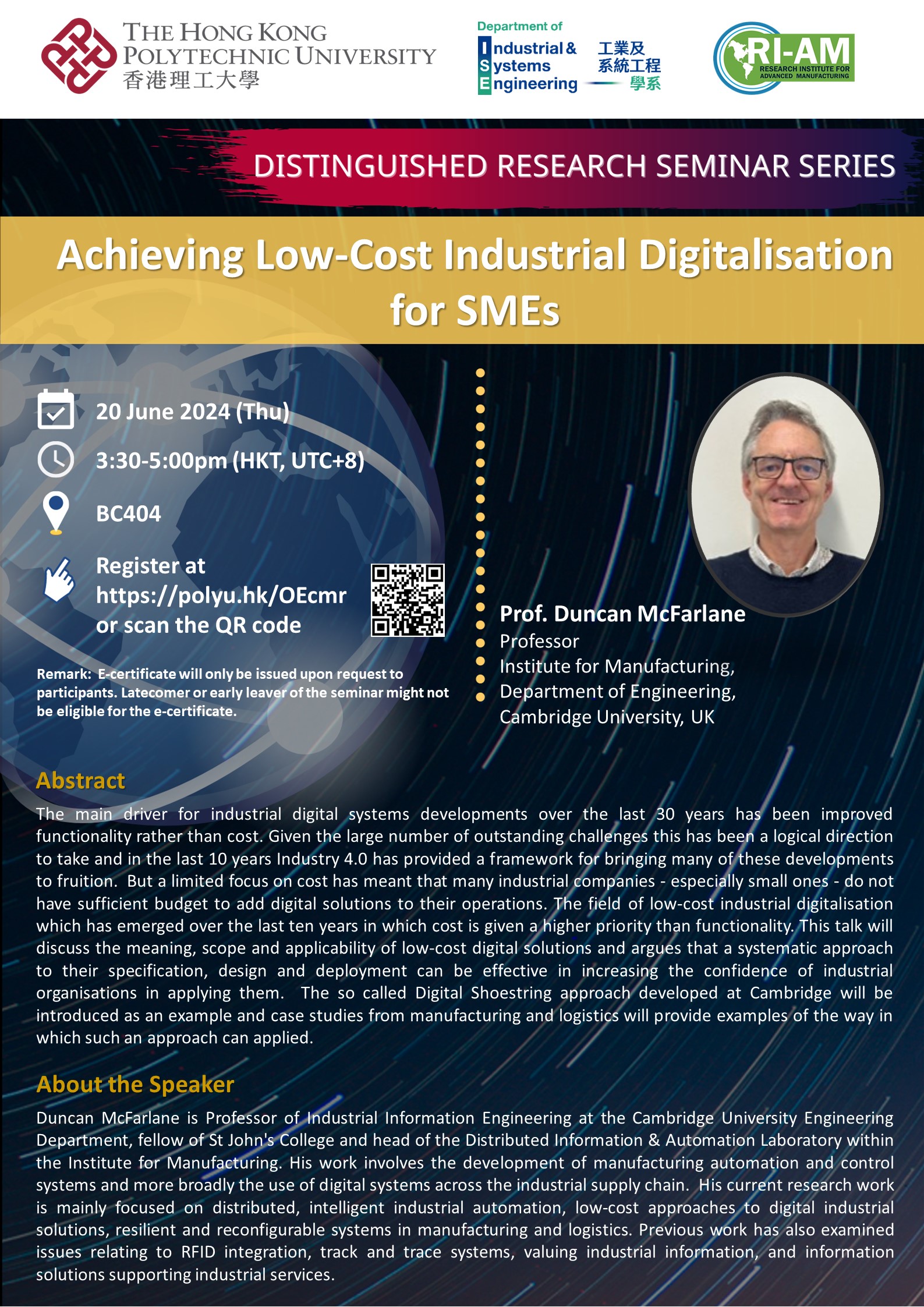 20240620Prof Duncan McFarlaneISE Website Poster