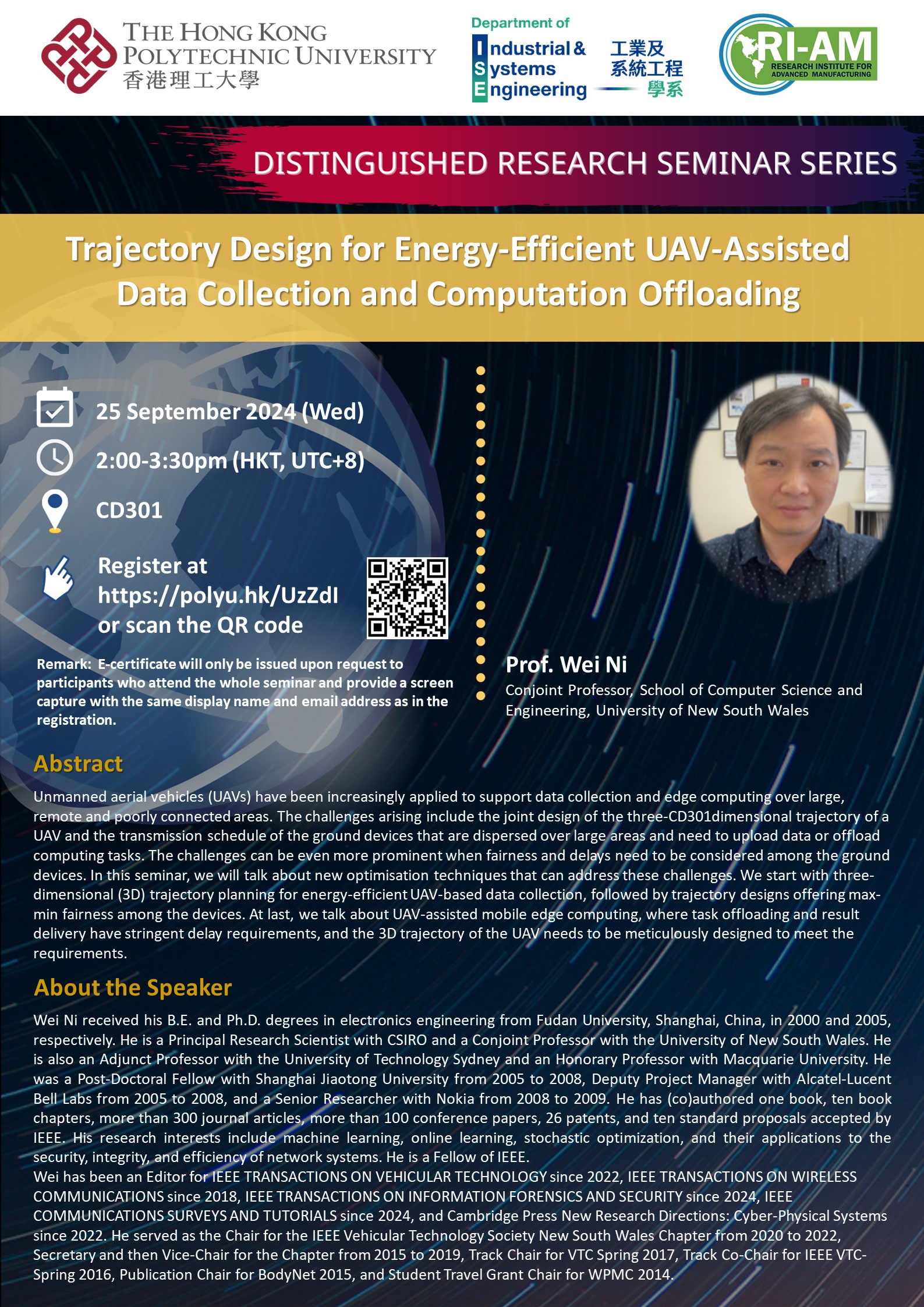 20240925Prof Wei NiISE Website Poster