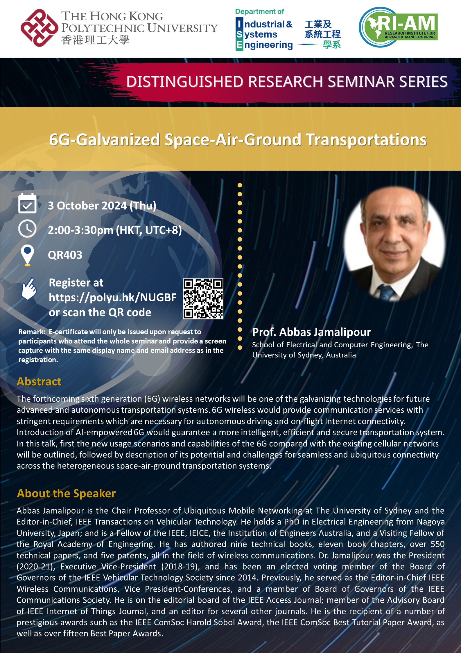 20241003Prof Abbas JamalipourISE Website Poster