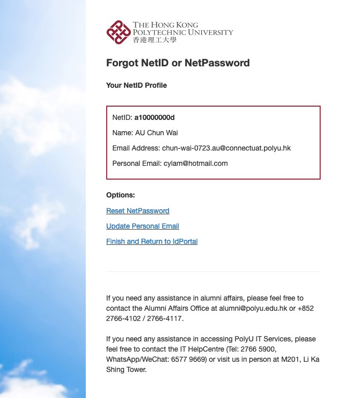Reset netpassword step2