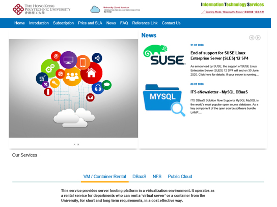 University cloud services portal