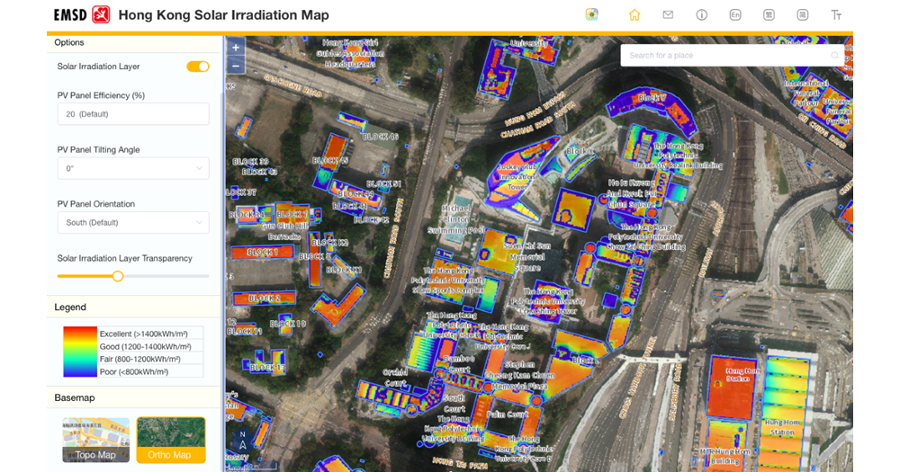 solar irradiation map