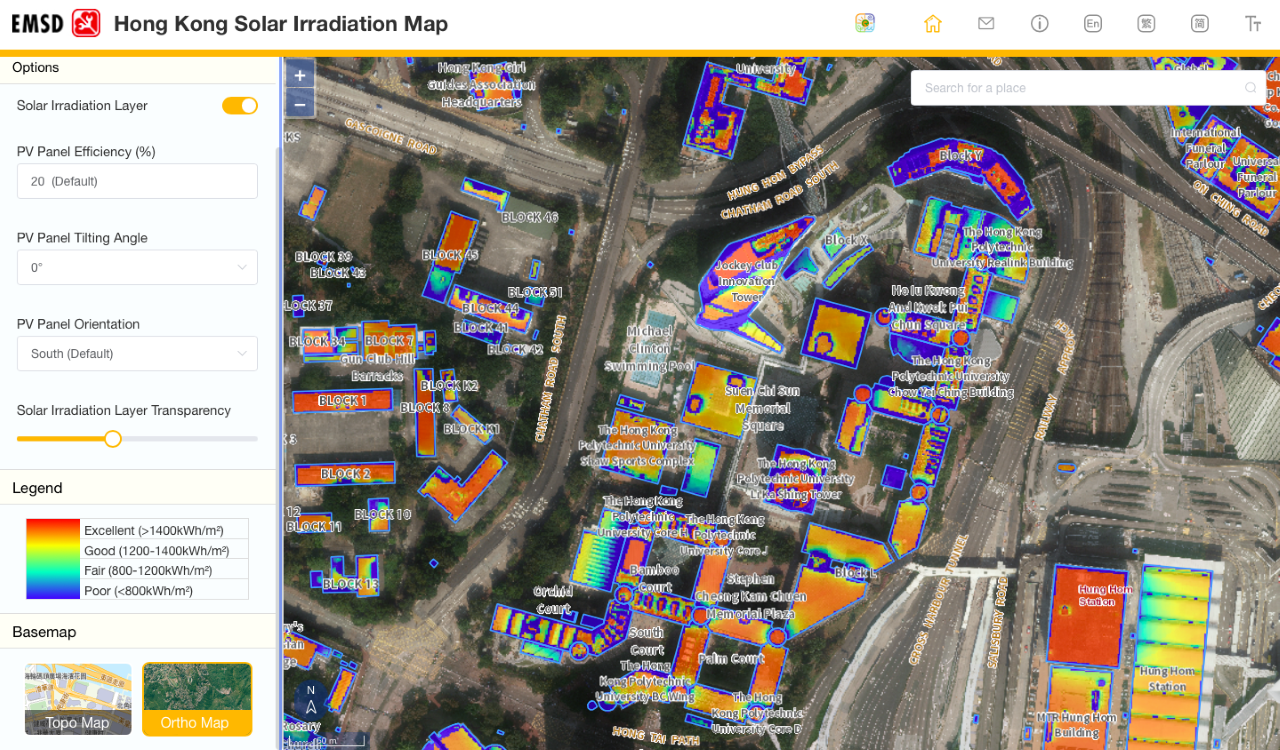 solar irradiation map