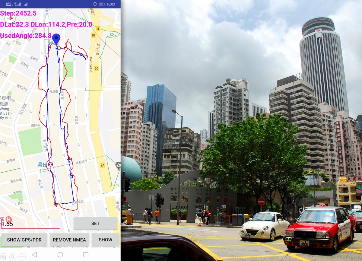 Pedestrian positioning test in Wanchai