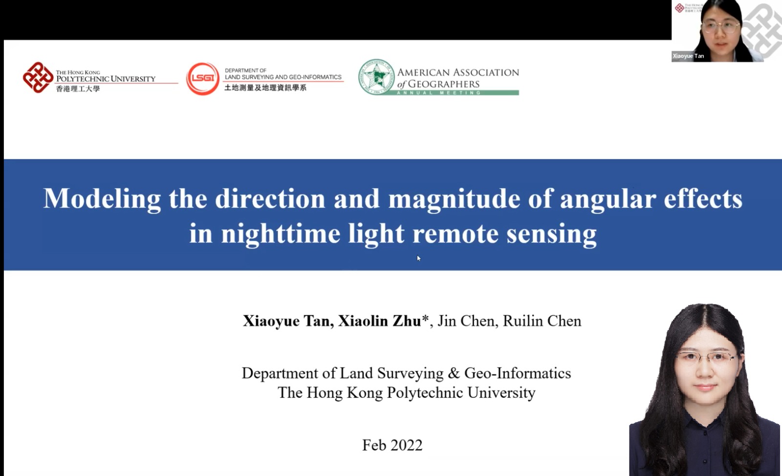 Oral presentation delivered by Xiaoyue Tan