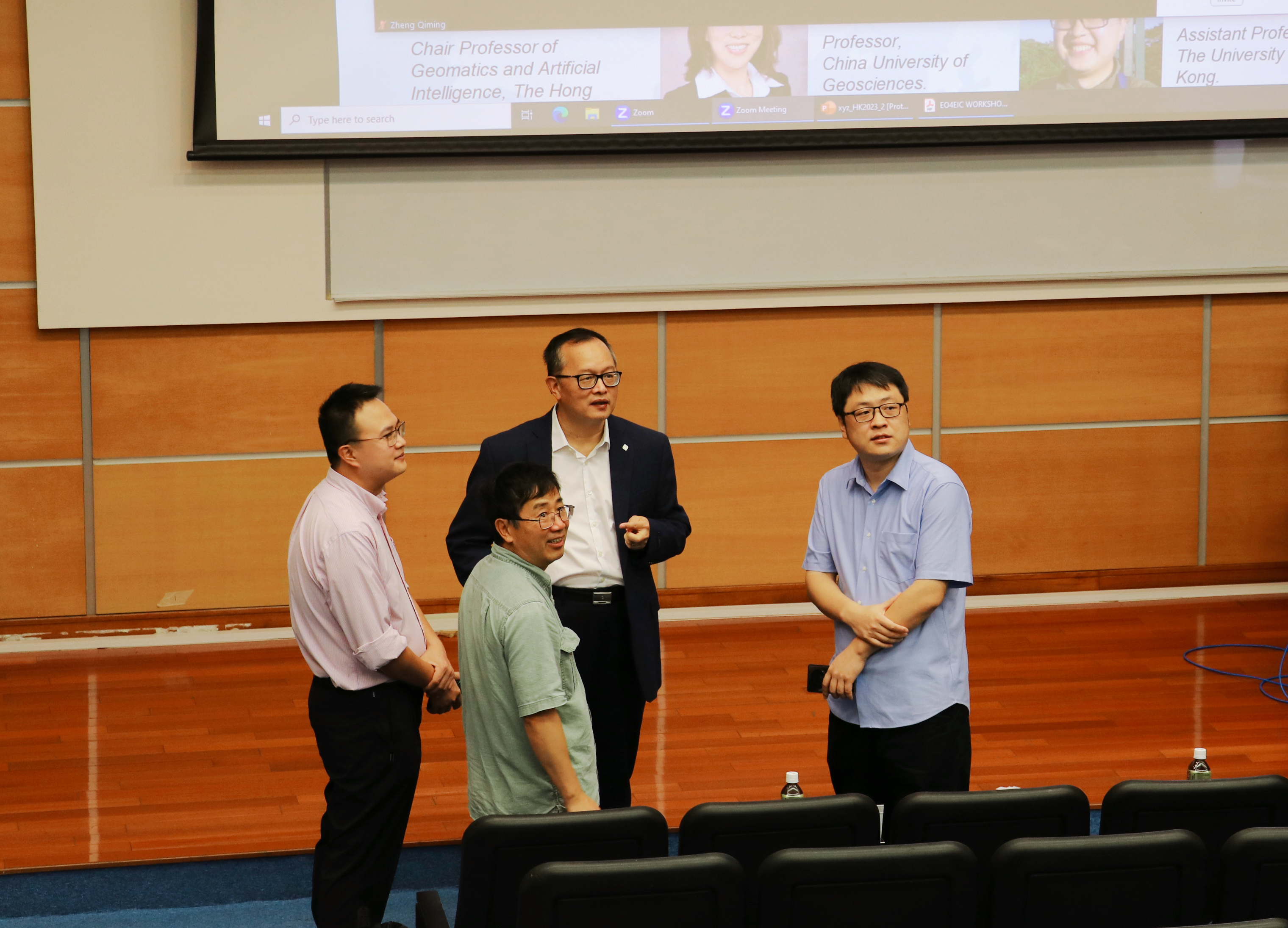 Professor Weng (in the middle) and three on-site distinguished speakers