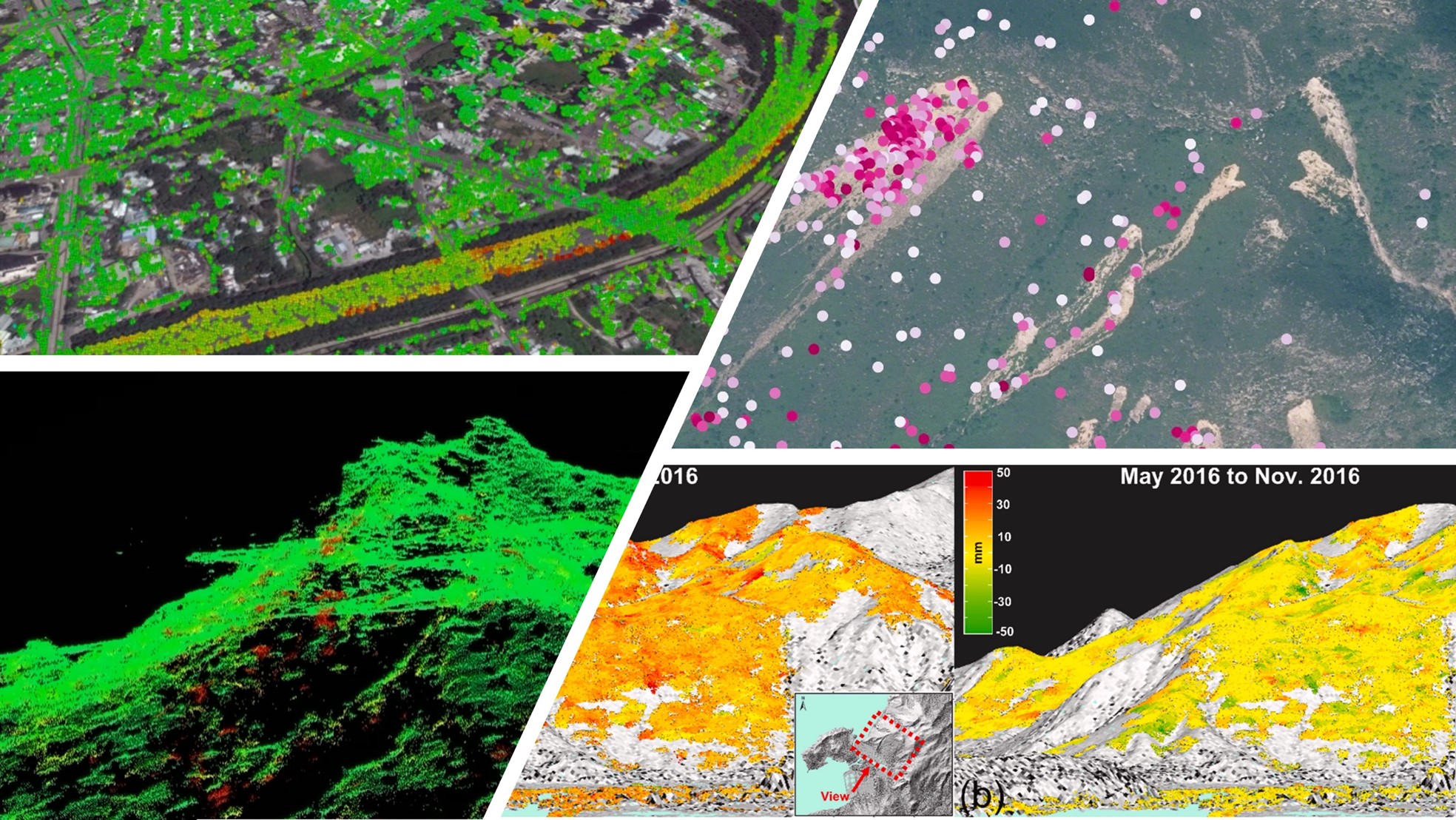 InSAR 4D data for infrastructure and slope safety assessment.