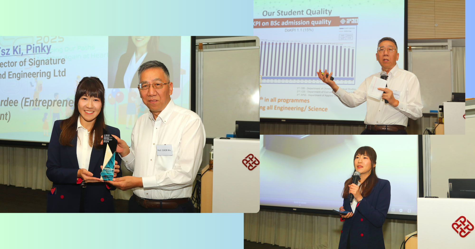 Prof. Wu Chen, Department Head, and Miss Lee Tsz Ki Pinky, 2024 Outstanding Alumni Awardee (Young Awardee).
