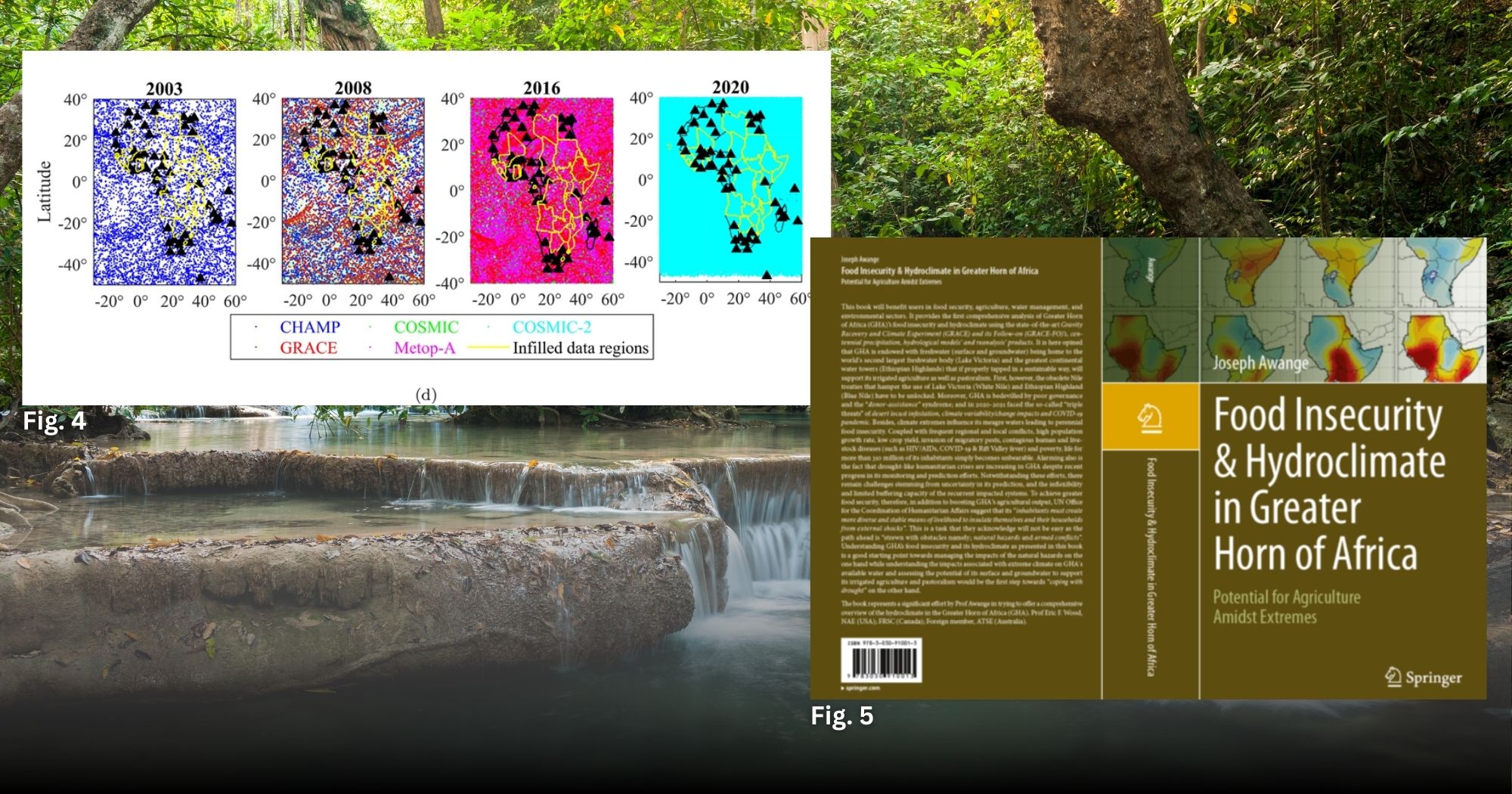 Fig. 5: Prof. AWANGE's book, using satellite data and hydroclimate science, analyzes the water crisis in the Greater Horn of Africa and proposes solutions for food security through sustainable resource management.
