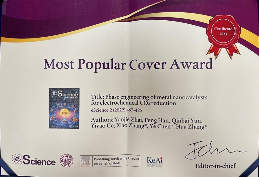 Zhang Xiao_Most Popular Cover Award_Certificate