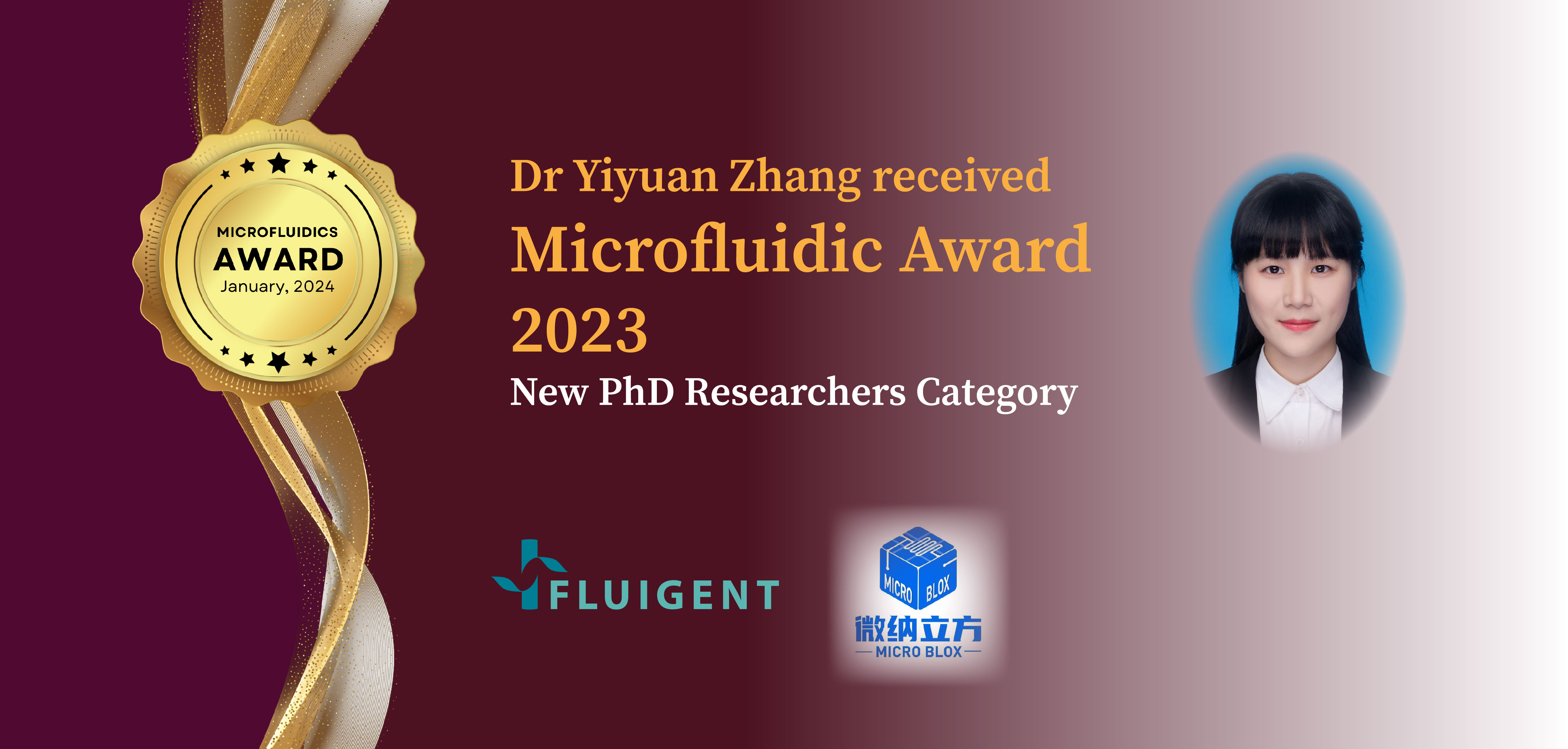 20240112Dr Yiyuan Zhang received Microfluidic Award 2023