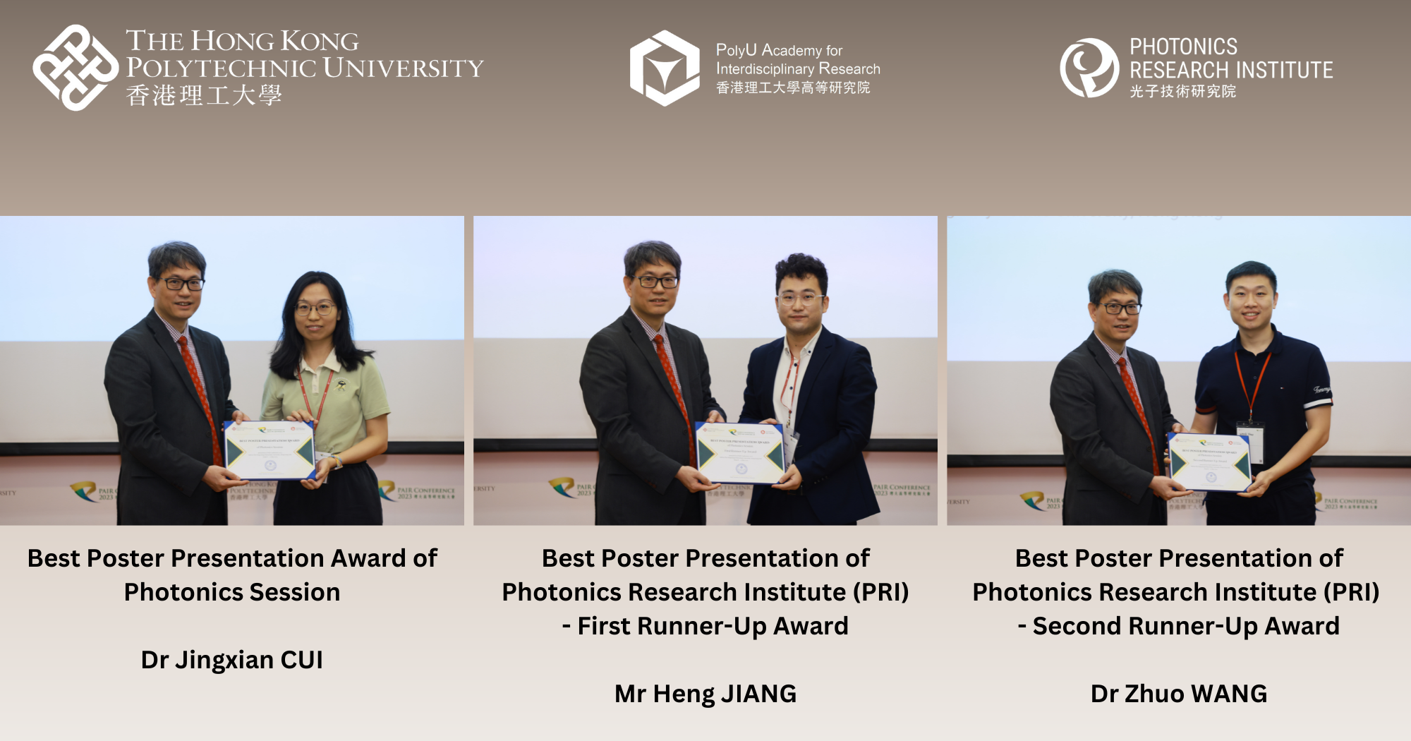 Awardees of the Best Poster Presentation of PRI
