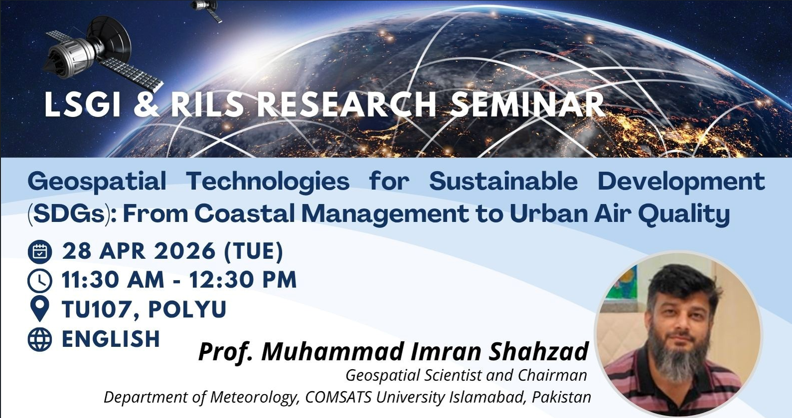 Banner of LSGI  RILS Research Seminar by Prof Muhammad Imran Shahzad on 28 Apr