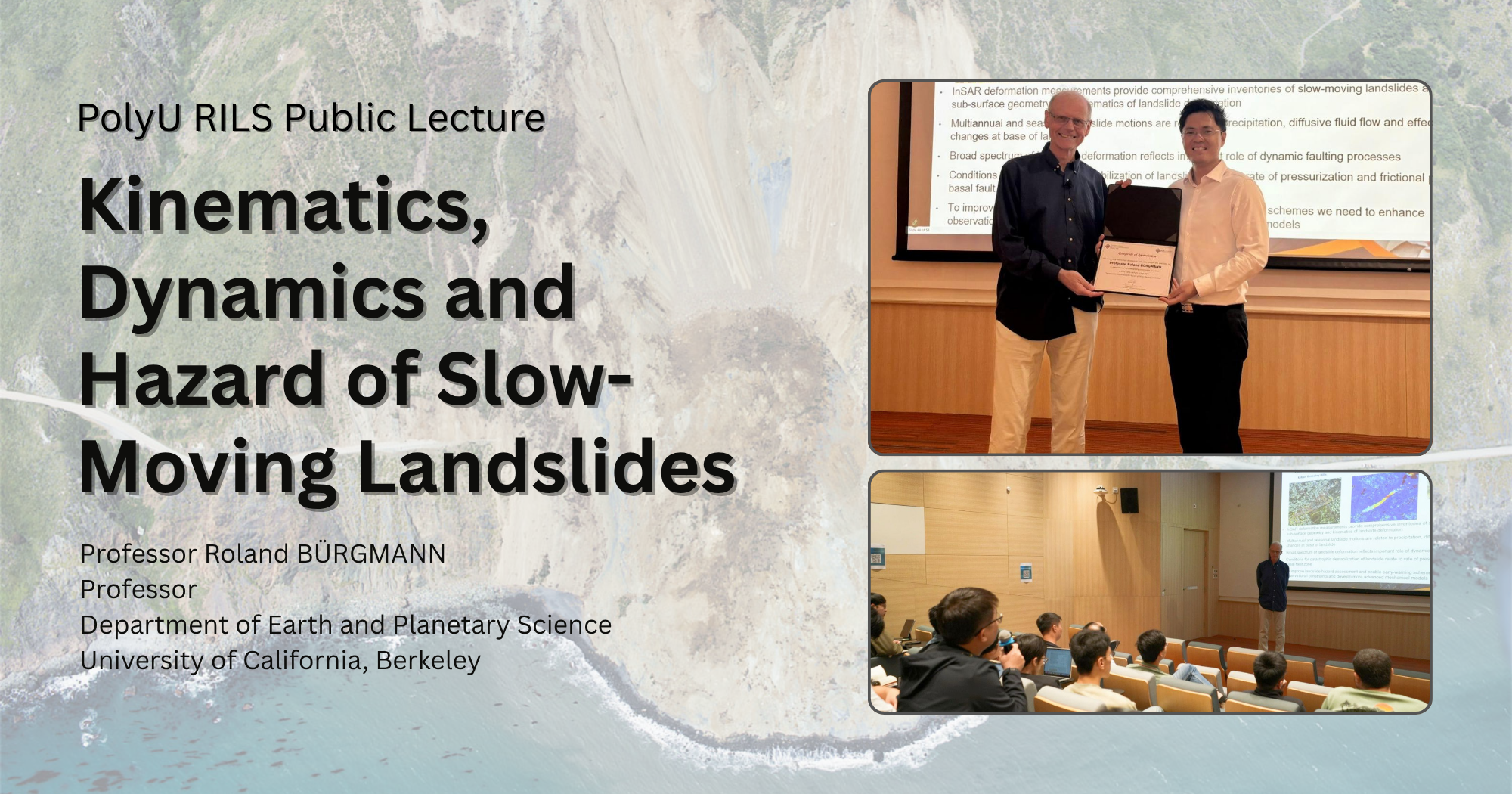 News Banner RILS Public Lecture Kinematics Dynamics and Hazard of SlowMoving Landslides 2000 x 1050