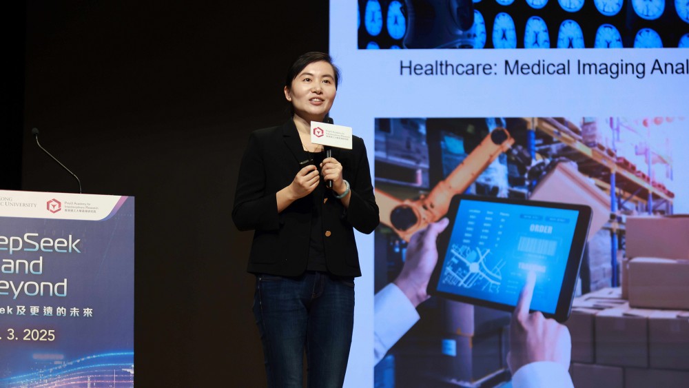 At a forum organised by The PolyU Academy for Interdisciplinary Research, Professor Yang speaks to over a thousand audiences including leaders from the innovation and technology sector on the topic “DeepSeek and Beyond”.