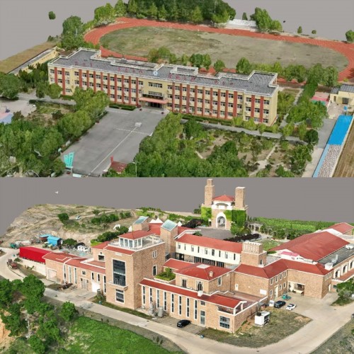 3D model of the Dongdazhai Primary School campus built upon drone images.