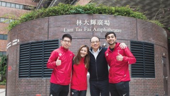 Dr Lam with PolyU athletes