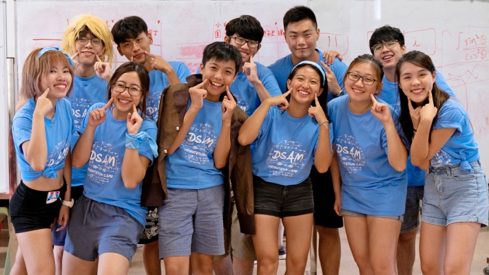 Manson (third from left, front row) at the University’s orientation camp 