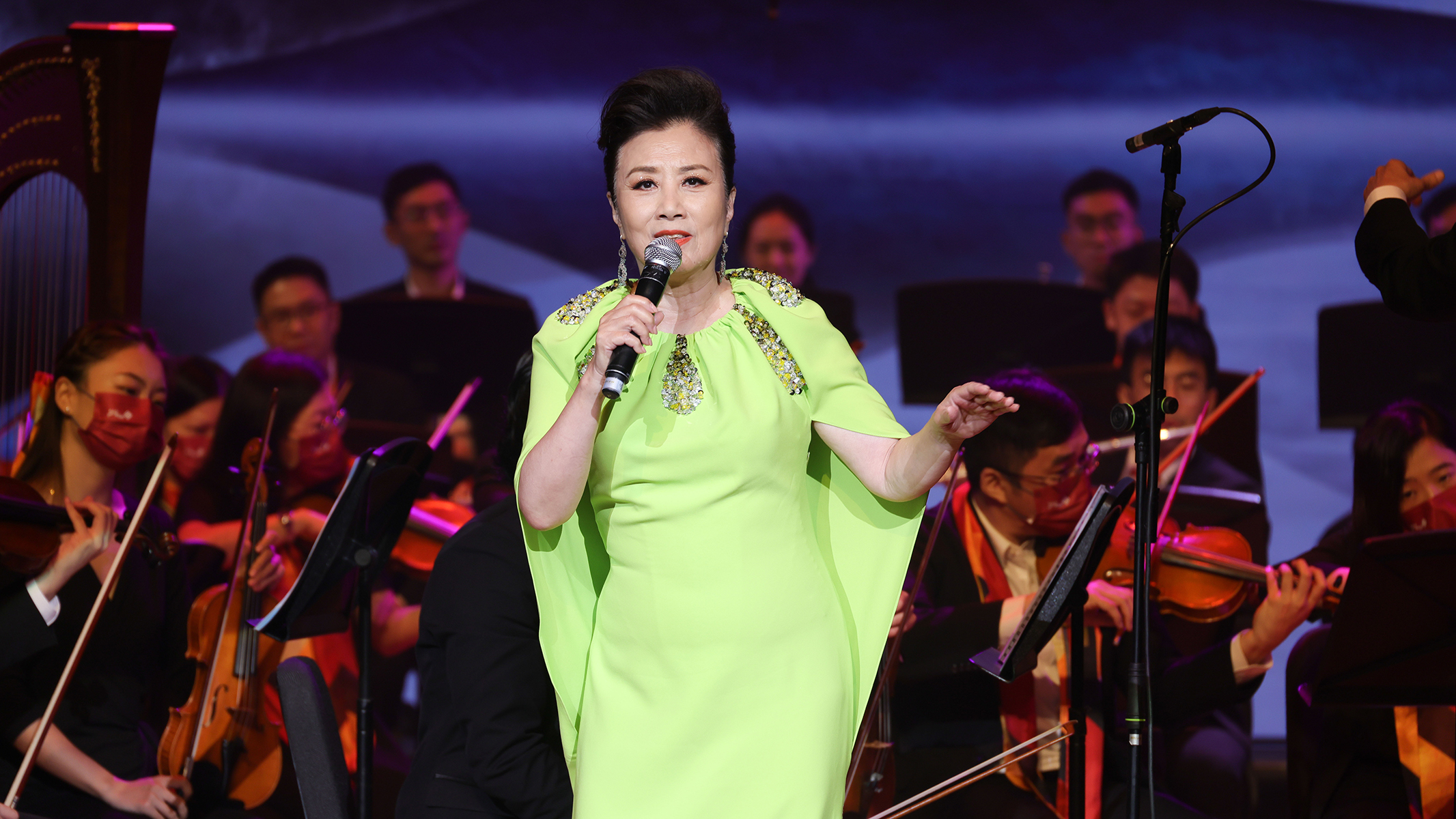 Renowned Hong Kong artist Dr Liza Wang sang the pop songs “Love and Passion” and “The Brave Chinese”.