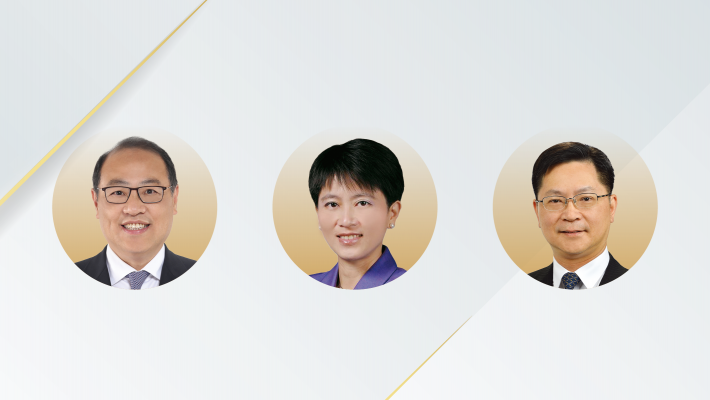 From left: Dr Lam Tai-fai, GBS, JP; Ms Julia Lau Man-kwan, JP; and Mr Alfred Sit Wing-hang, GBS, JP