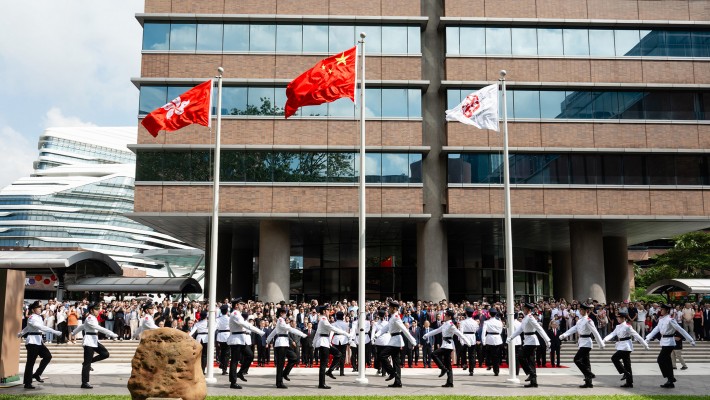 The flag-raising ceremony held on 1 October 2025 was performed by the PolyU Student Flag-Raising Team.