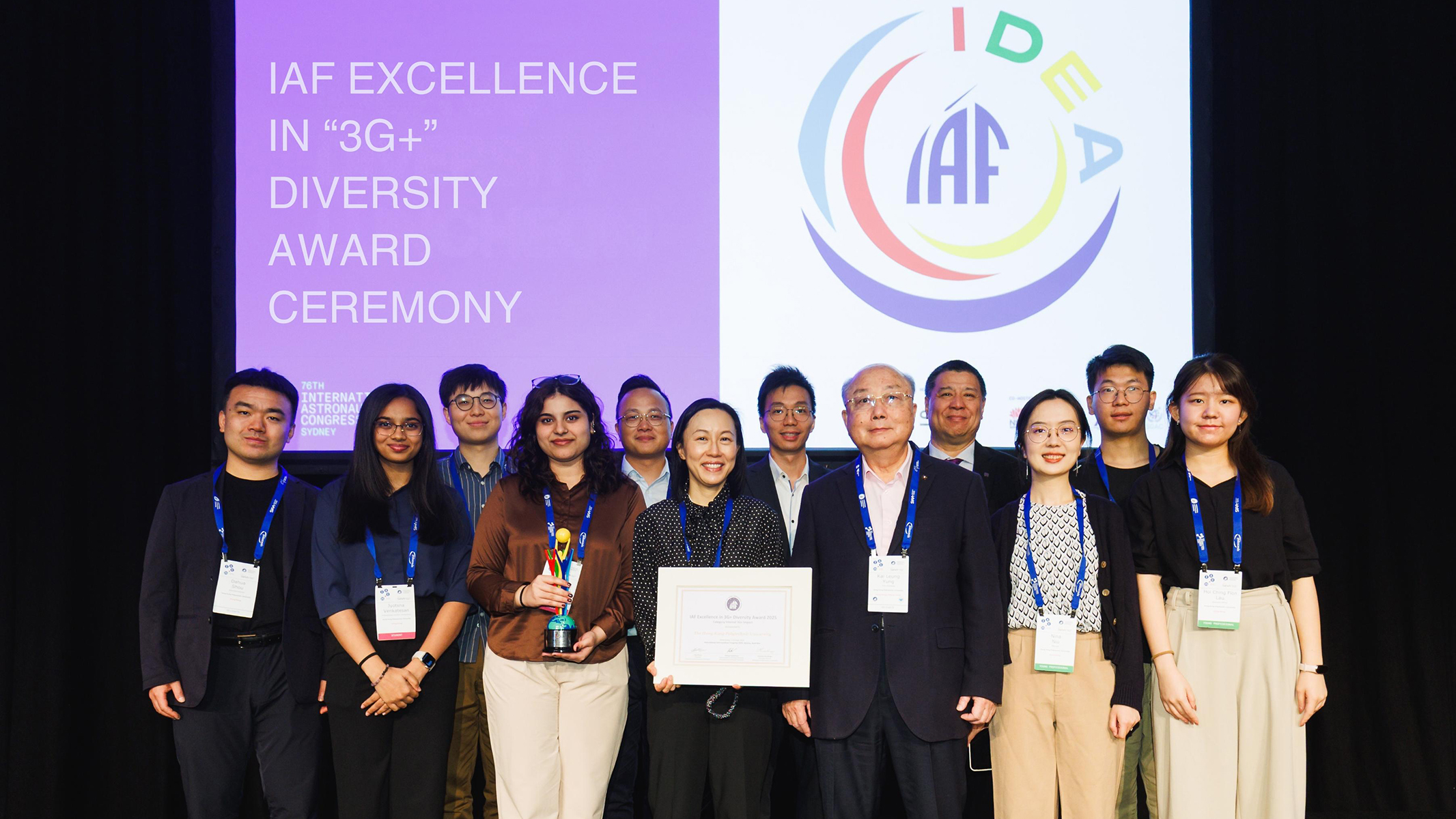 PolyU is the first higher education institution in China and East Asia to receive the IAF Excellence in 3G+ Diversity Award. Prof. Christina Wong (right photo, centre) accepted the award on behalf of PolyU, marking a significant milestone for the University.