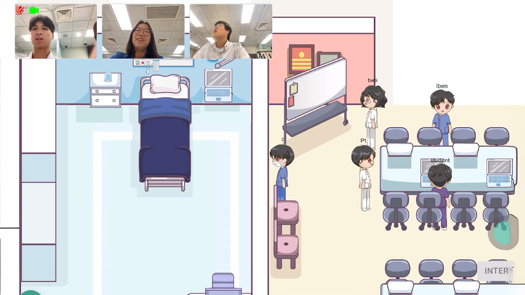 The metaverse game vCare allows students from different disciplines to interact in simulated clinical rooms, offering live, real-time discussions that can be recorded for later reflection. Over 100 players can log in at the same time.