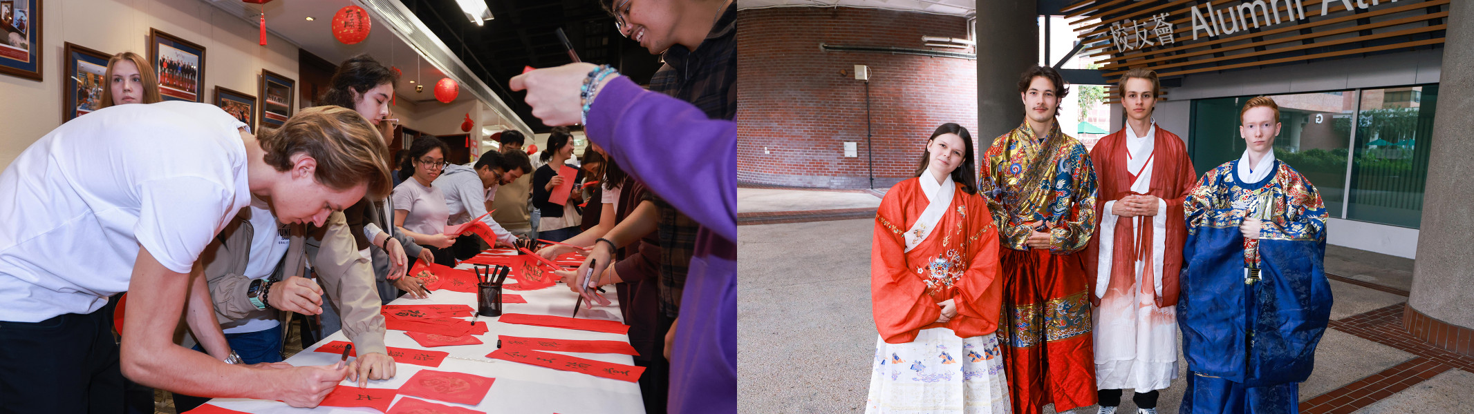 International students at PolyU celebrated the Chinese New Year and Lantern Festival through calligraphy, paper cutting, traditional costume experiences, and festive delicacies organised by the PolyU Chinese Language Centre and the Confucius Institute of Hong Kong.