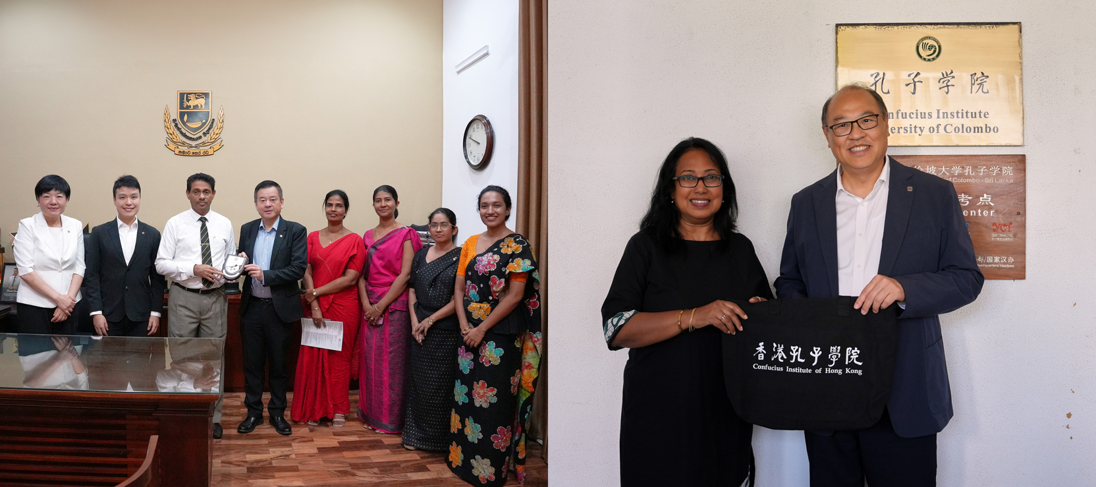 Visits to D.S. Senanayake College (left) and the University of Colombo and its Confucius Institute (right) formed part of the PolyU delegation’s programme in Sri Lanka.