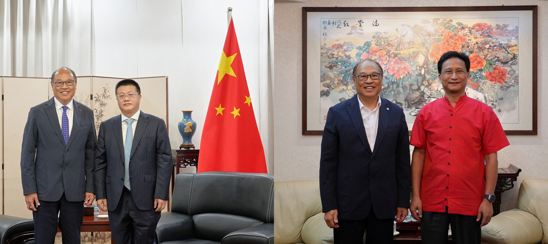 Dr Lam Tai-fai met with Mr Yao Wen (left), Ambassador of the People’s Republic of China to Bangladesh, and Mr Qi Zhenhong (right), Ambassador of the People’s Republic of China to Sri Lanka.