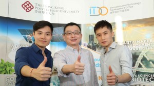 Mr Toby LI (right) and Mr Justin CHAN (left), MPhil students and their supervisor Dr Chunyi WEN (middle), Department of Biomedical Engineering