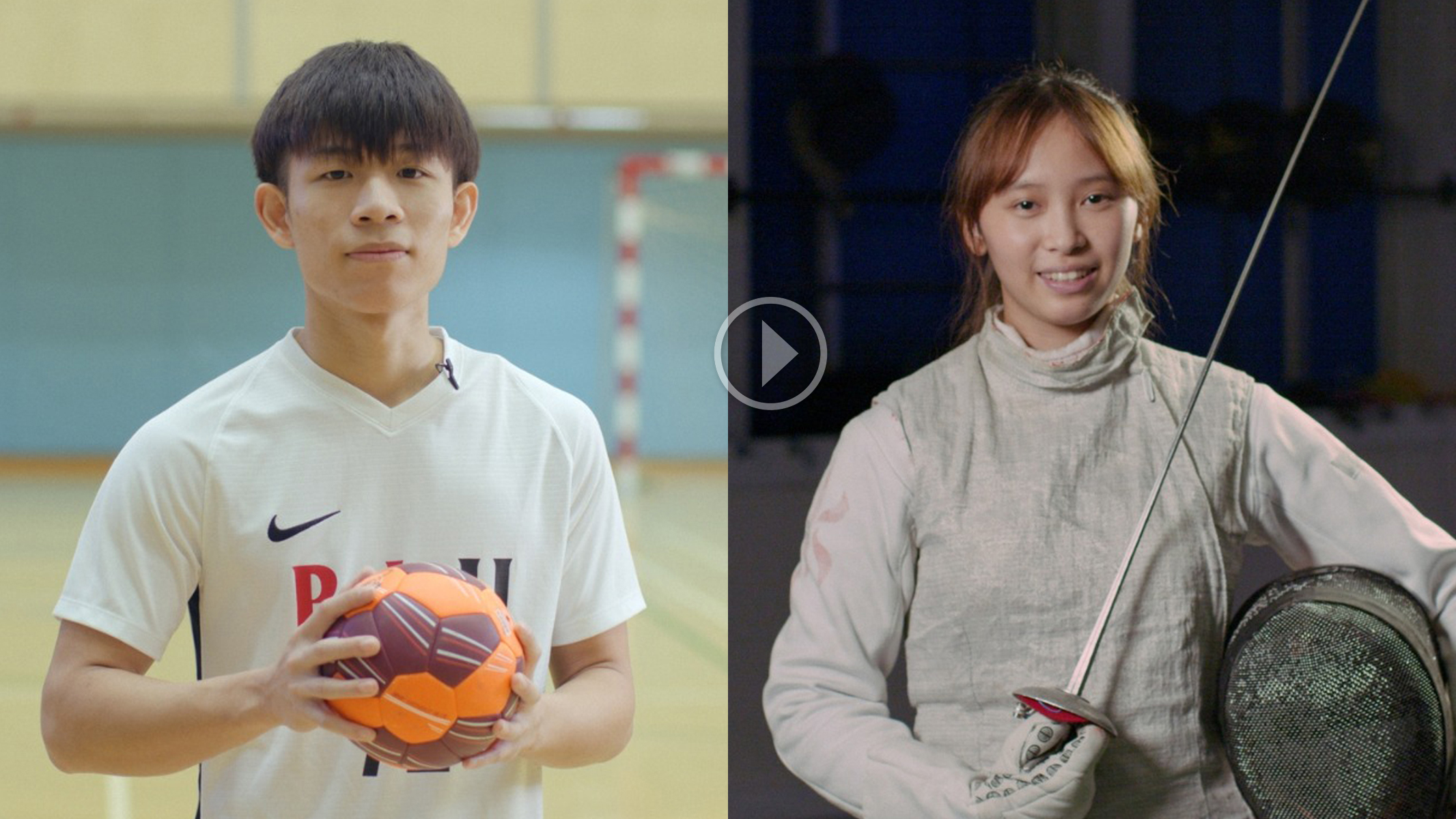 (left) Alan Kan, year 3 student, Department of Land Surveying and Geo-Informatics, (right) Sophia Wu, year 1 student, Department of Management and Marketing