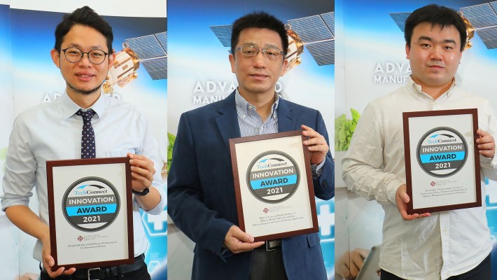 From left: Dr Hsu Li-Ta, Professor Hao Jianhua, Dr Shou Dahua and their research teams were respectively awarded the TechConnect 2021 Global Innovation Award.